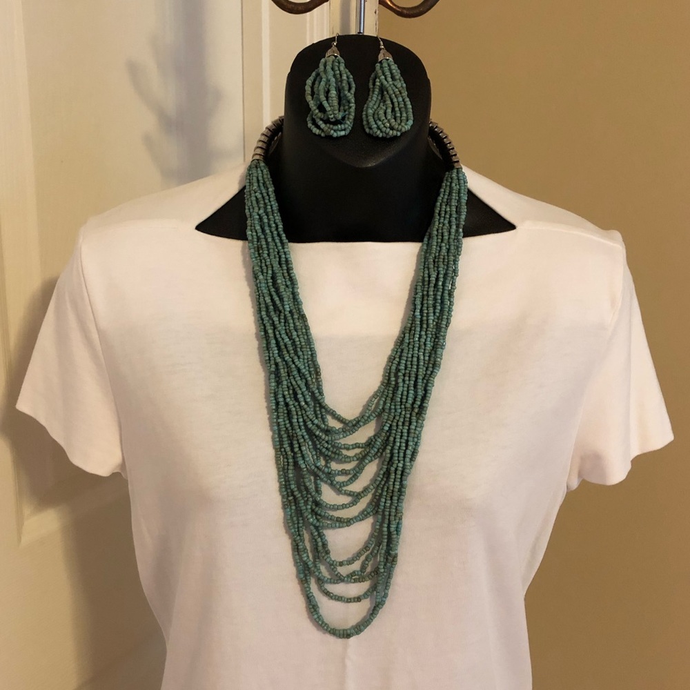 Seed Bead Necklace And Earrings